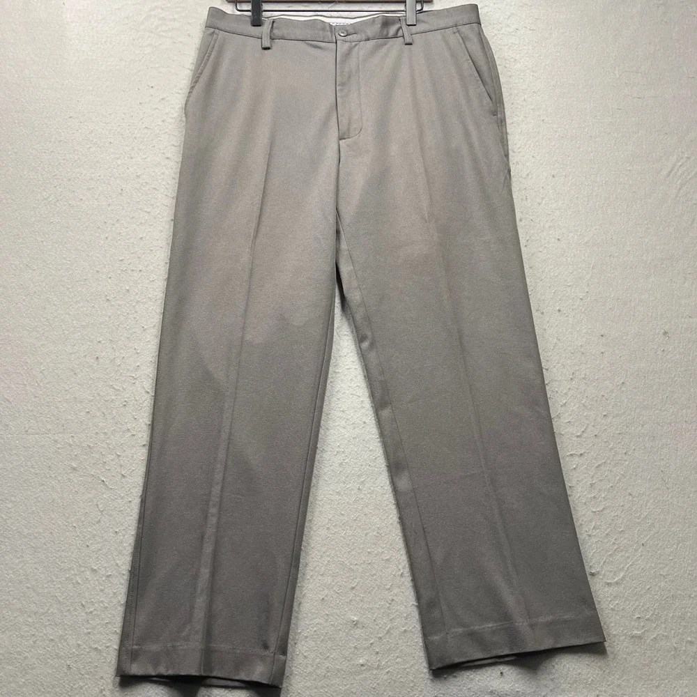 FootJoy Performance Golf Pants Mens 36x30 Gray Stretch‎ Flat Front Trousers 1478